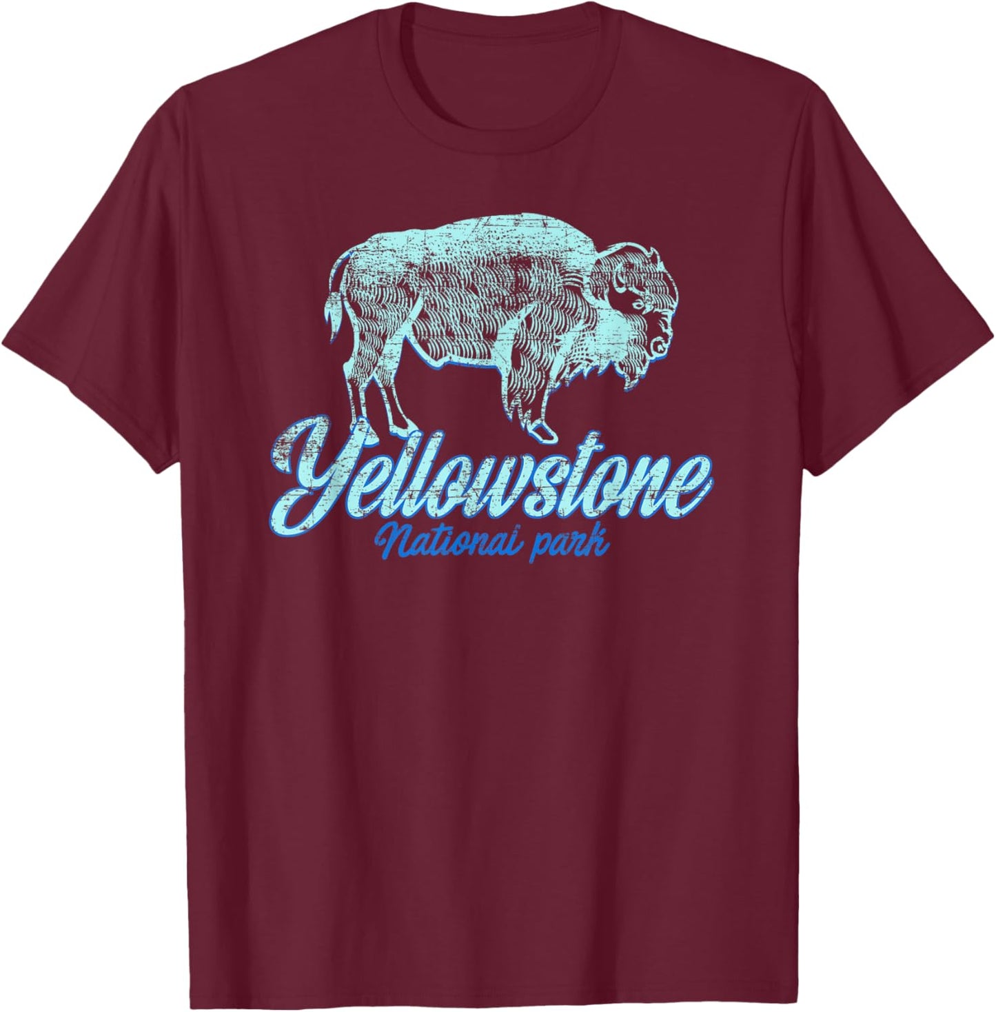 Yellowstone National Park US Bison Buffalo Gift T-Shirt - T-Shirt | Maroon
