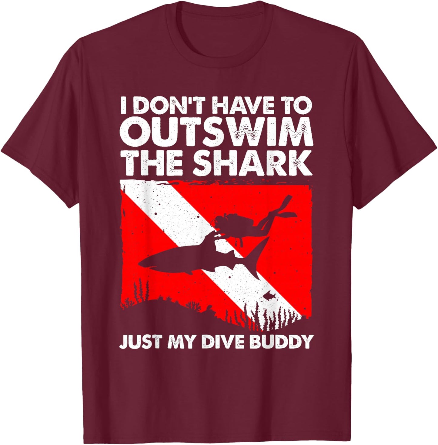 Funny Scuba Diving Design Women Shark Diving Buddy T-Shirt - T-Shirt | Maroon