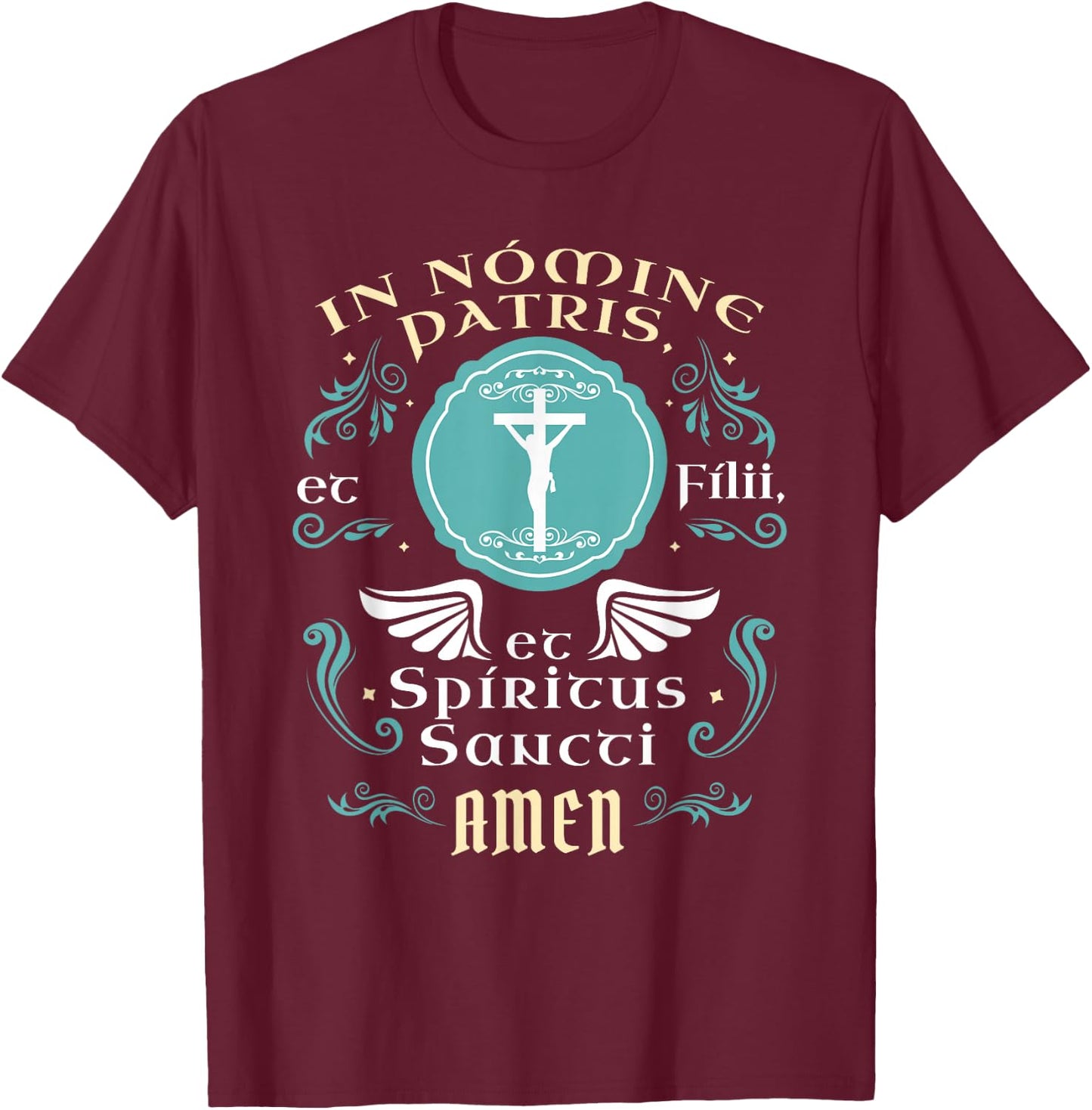 In nomine patris et filii Tradtional Latin Mass Catholic T-Shirt - T-Shirt | Maroon