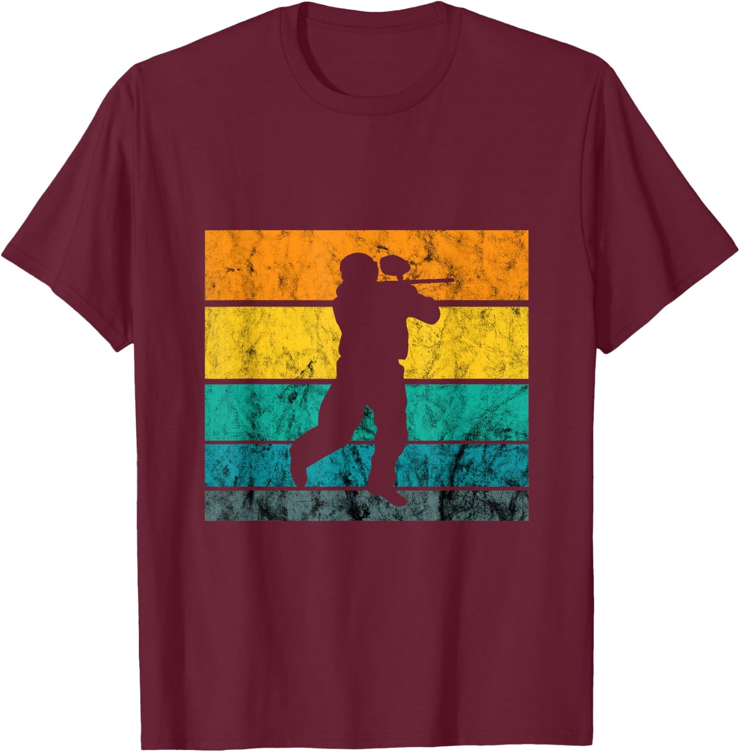 Paintball Player Retro Vintage Sunset Paintball Play T-Shirt - T-Shirt | Maroon