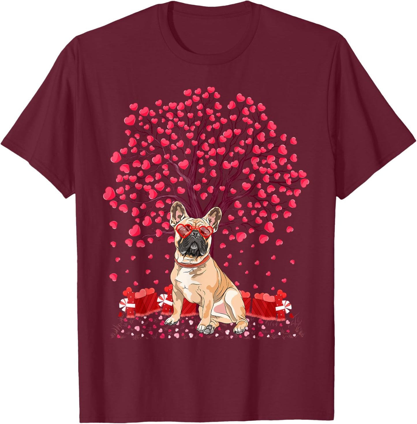 French Bulldog Lover Funny French Bulldog Valentine Day Women Girls Kids T-Shirt - T-Shirt | Maroon