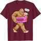 Pool Party Bigfoot Flamingo Float Funny Sasquatch Pink Float T-Shirt - T-Shirt | Maroon
