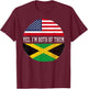 Half American Half Jamaican USA Flag Jamaica Heritage DNA Small T-Shirt - T-Shirt | Maroon
