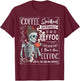 Coffee Spelled Backwards is eeffoc Skeleton Drinking Coffee T-Shirt - T-Shirt | Maroon