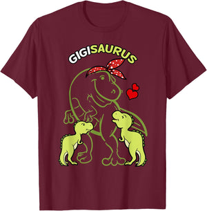 Gigisaurus Gigi 2 Kids Dinosaur Mother's Day T-Shirt - T-Shirt | Maroon