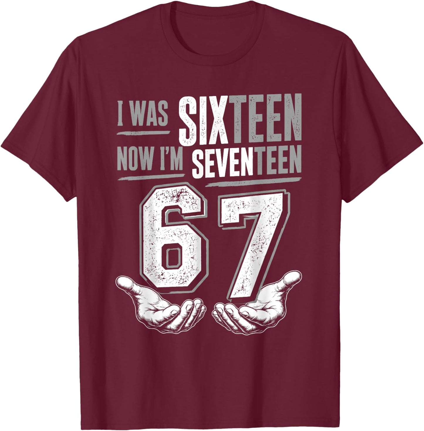 I was 16 Now I’m 17 Year Old Funny Meme Seventeen 17th Bday T-Shirt - T-Shirt | Maroon