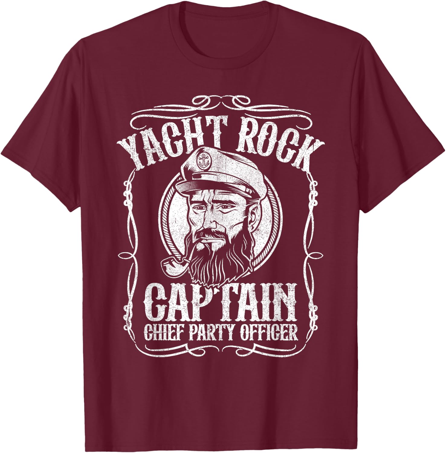 Funny Yacht Rock Captain Pontoon Boat Party Music Boating T-Shirt - T-Shirt | Maroon