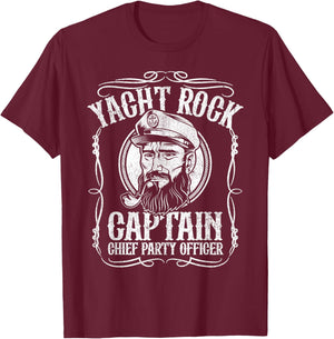 Funny Yacht Rock Captain Pontoon Boat Party Music Boating T-Shirt - T-Shirt | Maroon