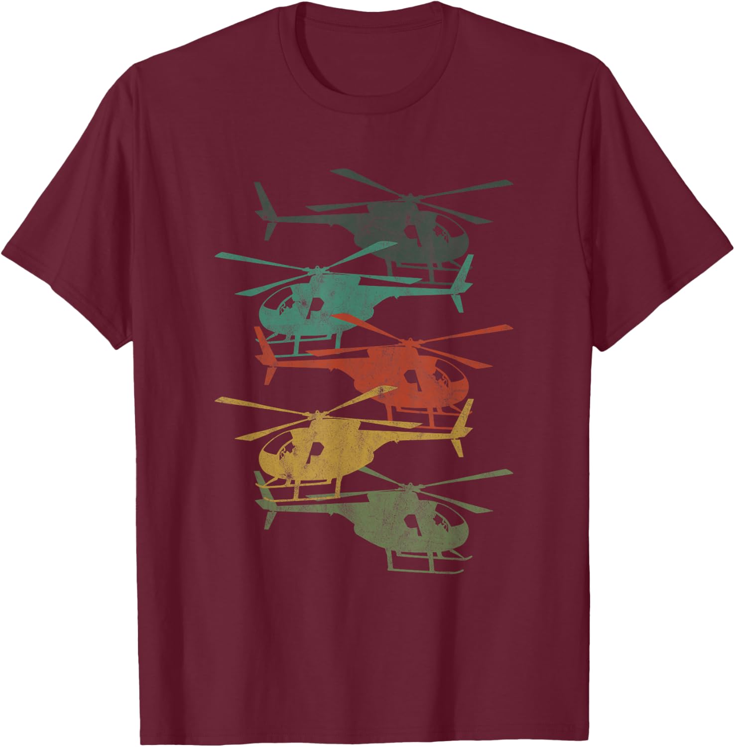 Retro Aircraft Helicopter Lover Pilot Aviation T-Shirt - T-Shirt | Maroon
