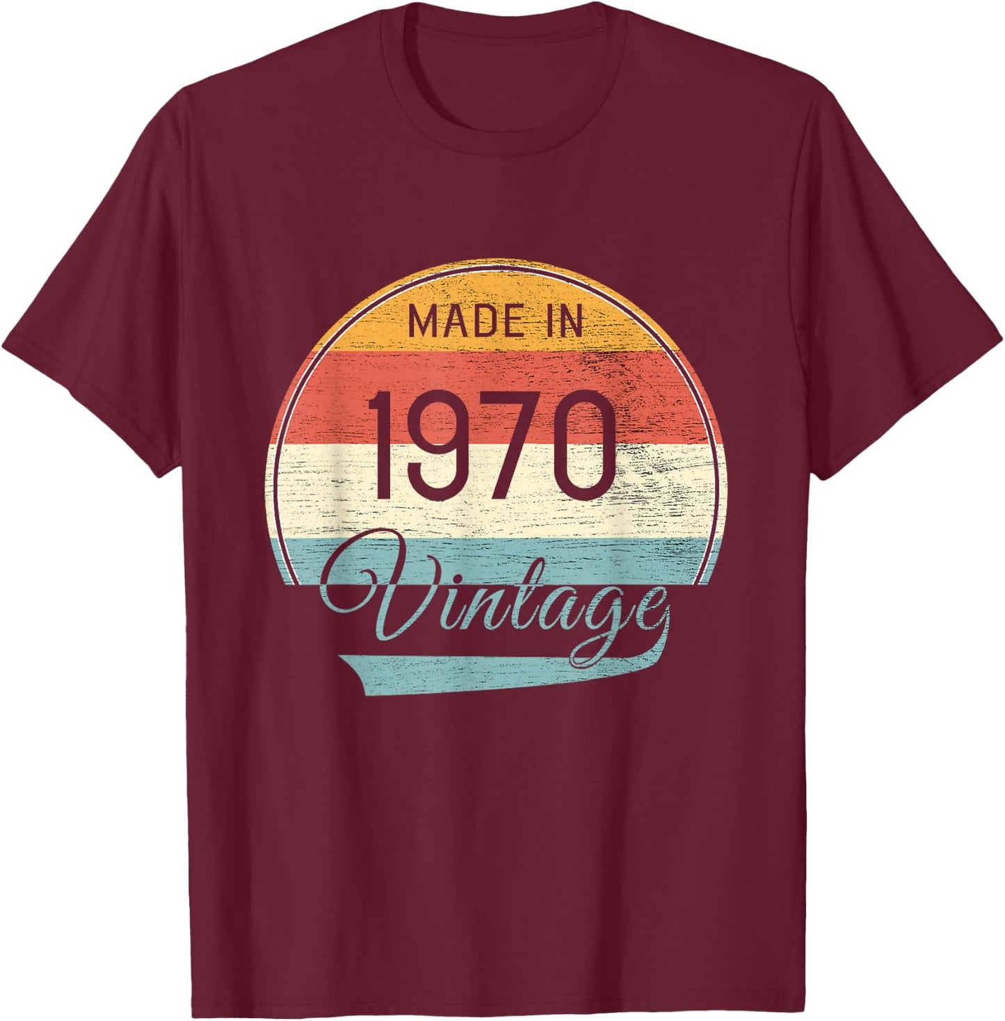 1970 Vintage Birthday T-Shirt - T-Shirt | Maroon