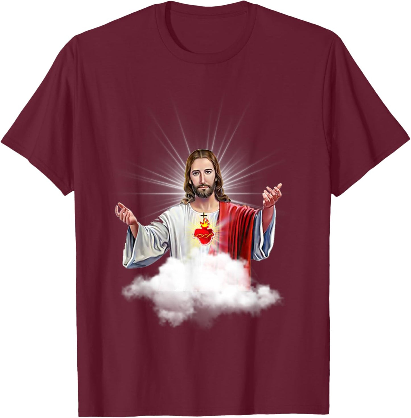 Sacred Heart of Jesus Christ Catholic Immaculate Heart T-Shirt - T-Shirt | Maroon