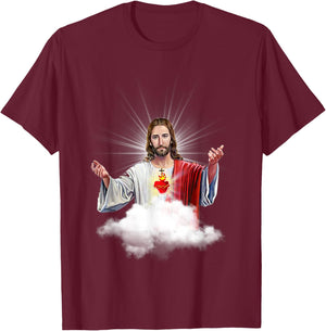 Sacred Heart of Jesus Christ Catholic Immaculate Heart T-Shirt - T-Shirt | Maroon