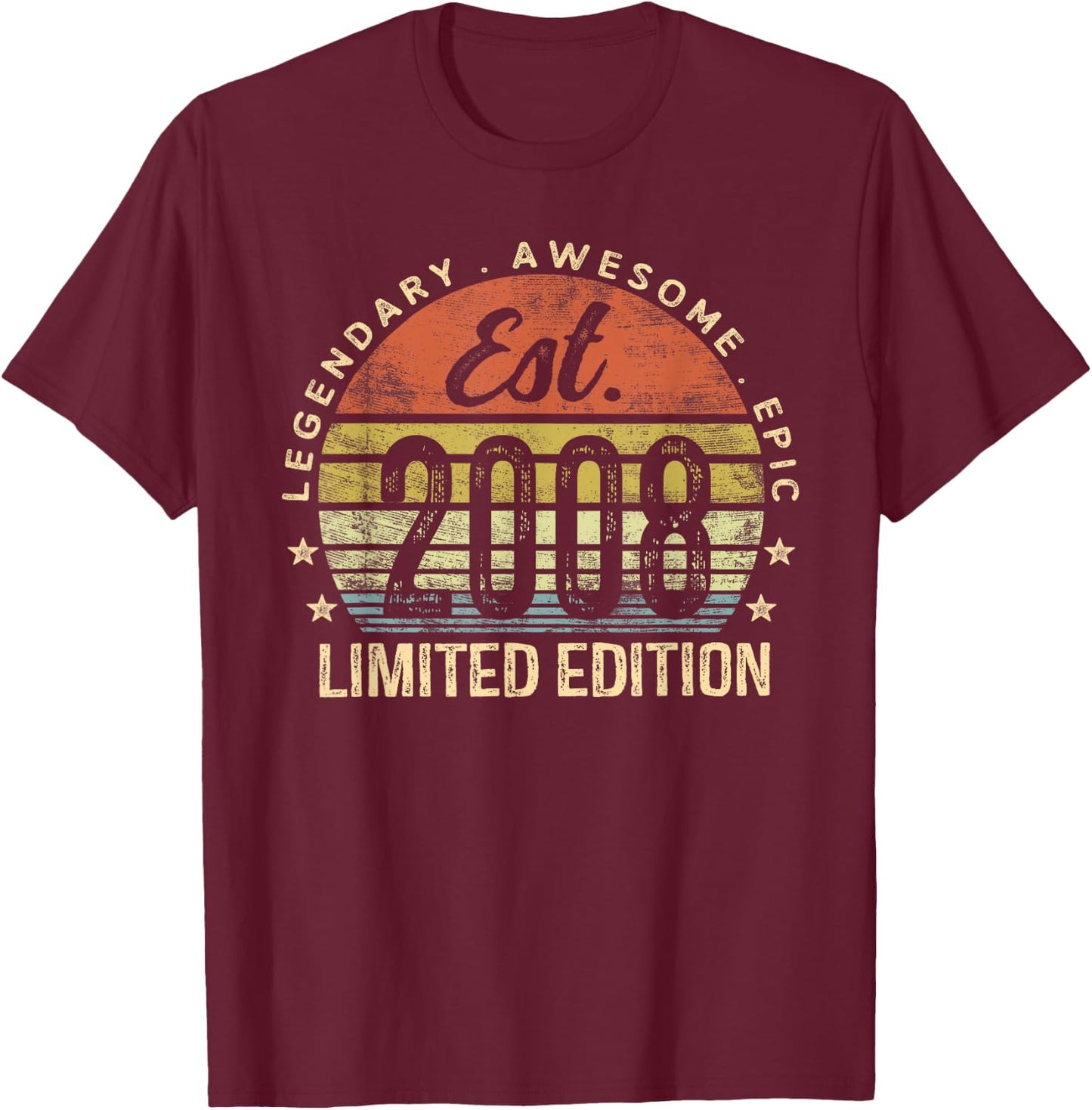 Est 2008 Limited Edition 17th Birthday Gifts 17 Year Old T-Shirt - T-Shirt | Maroon