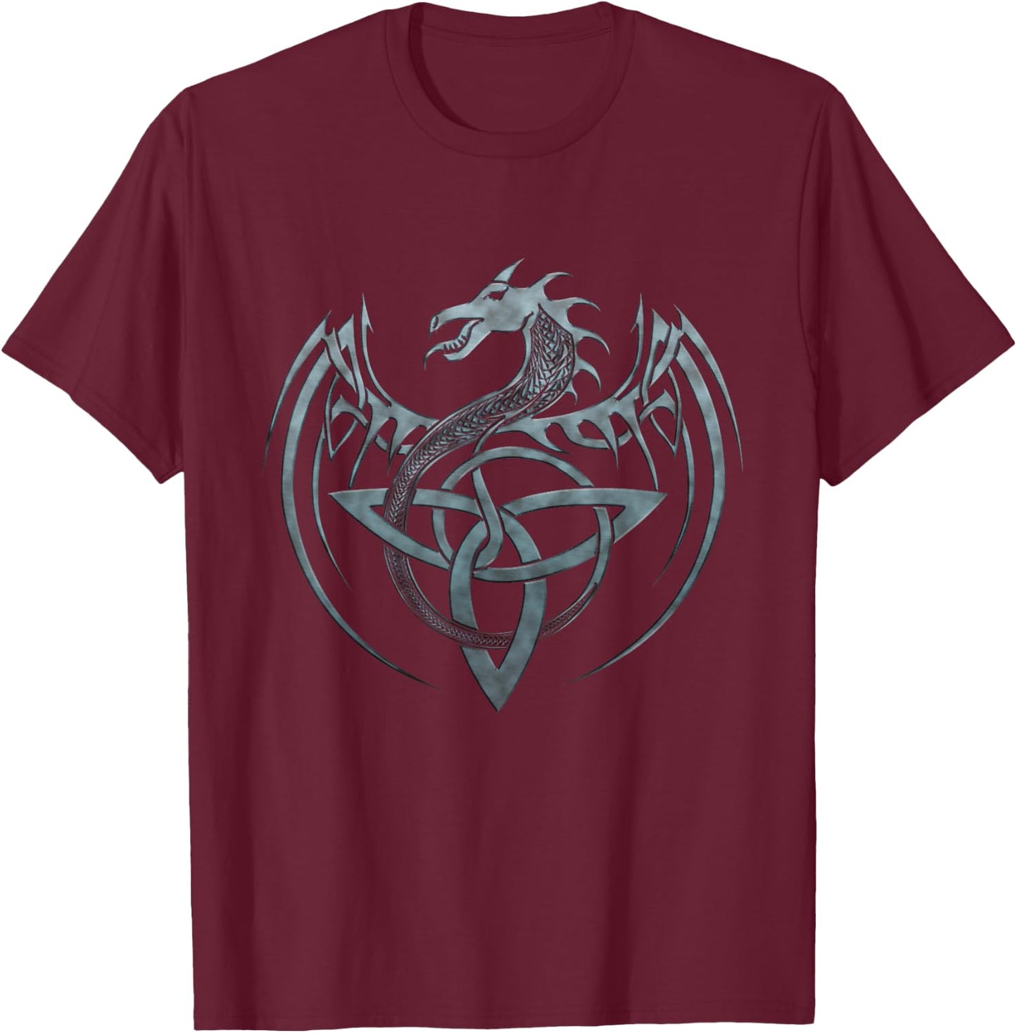 Tribal Celtic Knot Fantasy Mythical Dragon T-Shirt - T-Shirt | Maroon