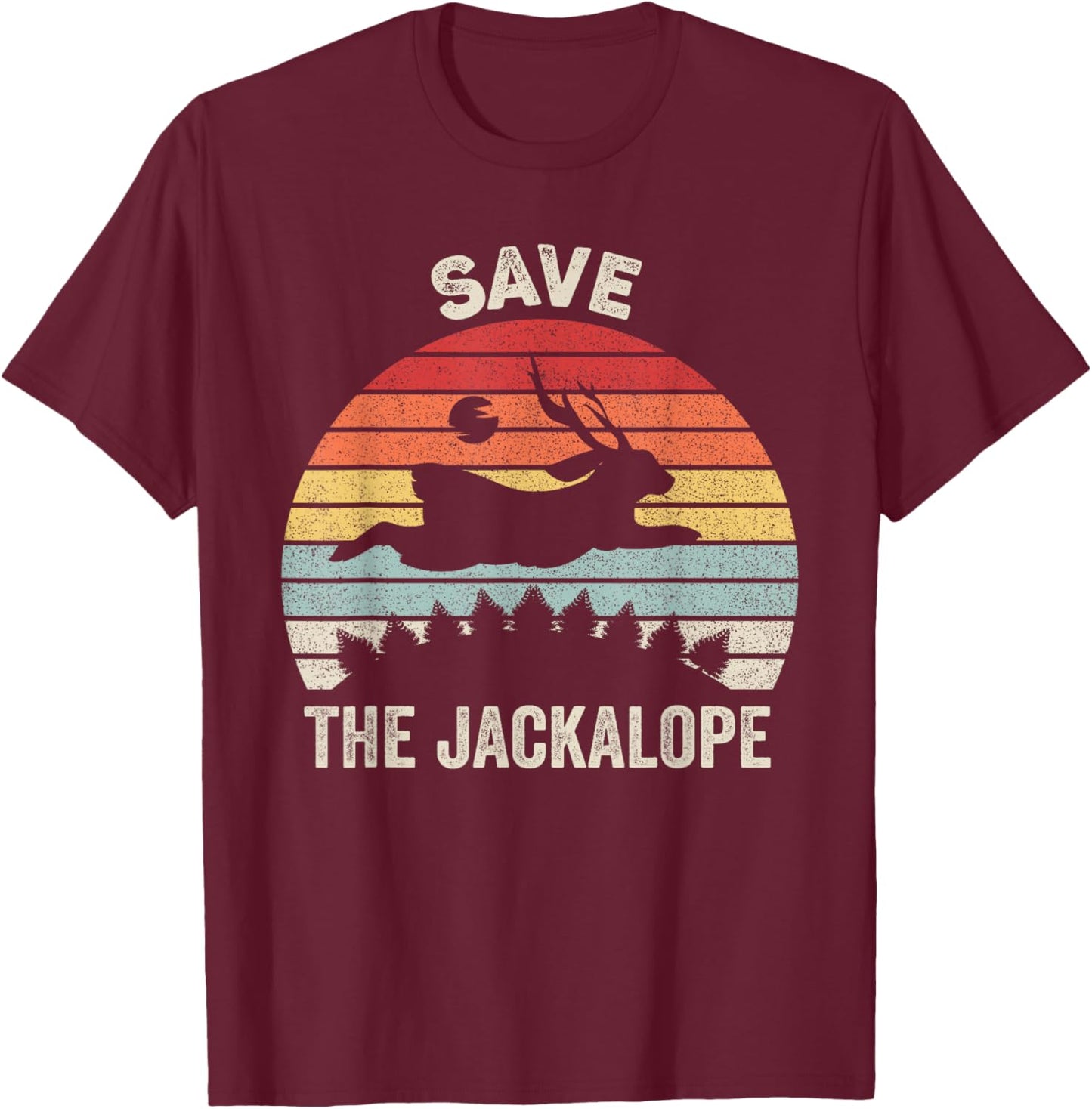 Retro Save The Jackalope Shirt Animal Lover Gift Vintage T-Shirt - T-Shirt | Maroon