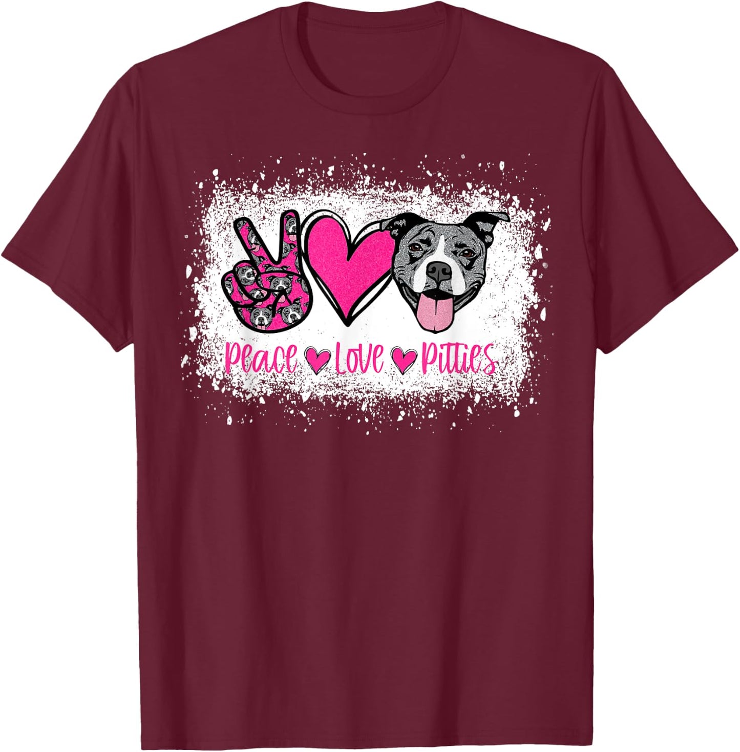 Peace Love Pitties Pitbull Lover Pet Owner Fur Mama Dog Mom Women T-Shirt - T-Shirt | Maroon