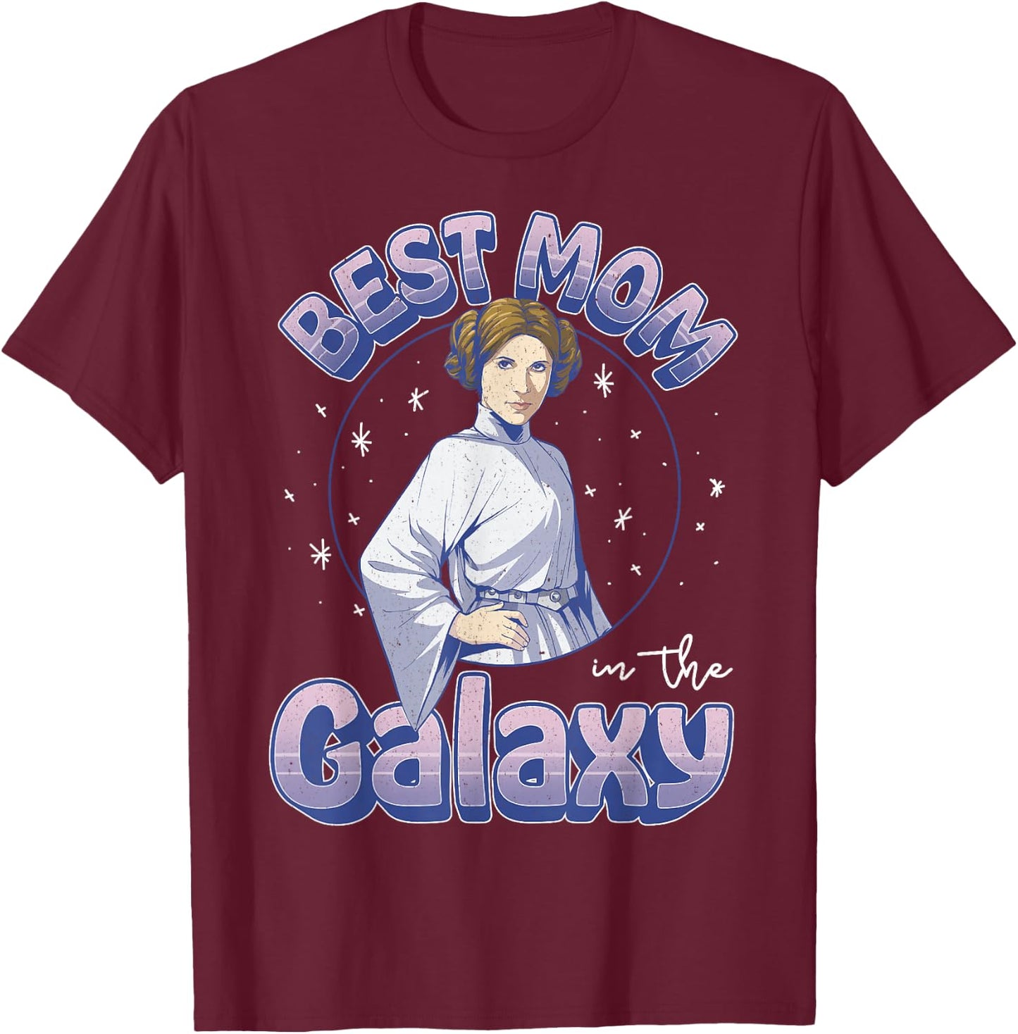 Star Wars Mother's Day Best Mom In The Galaxy Princess Leia T-Shirt - T-Shirt | Maroon