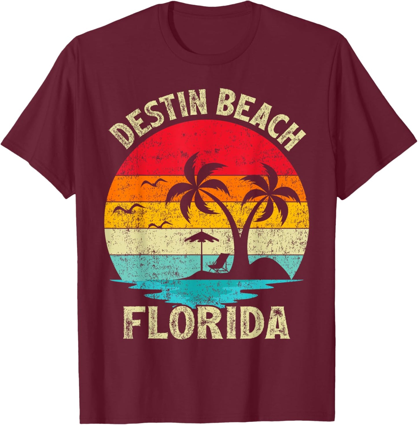 Family Vacation Vintage Retro Florida Destin Beach T-Shirt - T-Shirt | Maroon