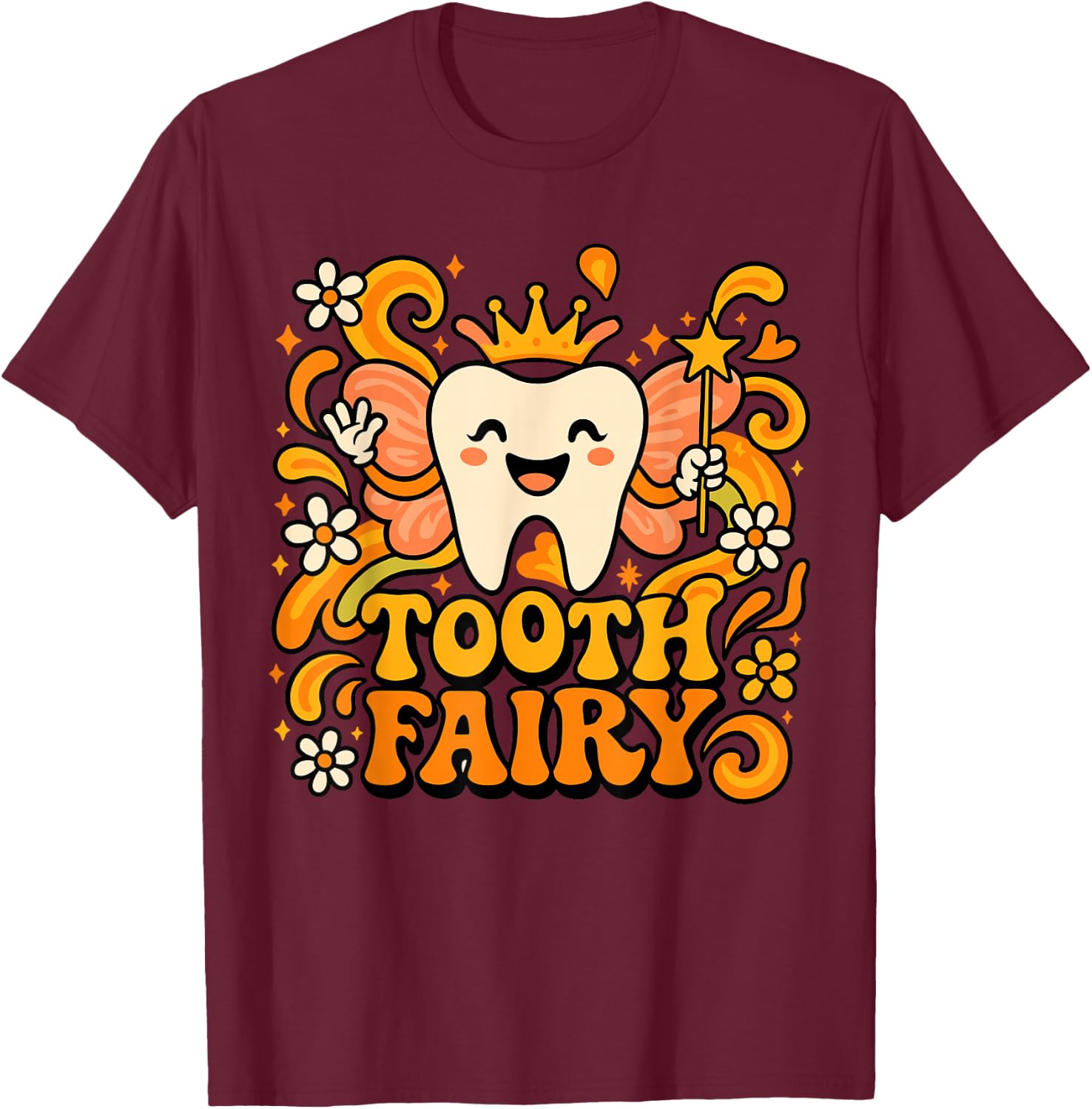 Halloween Tooth Fairy Costume, Cute Spooky Dental Assistant T-Shirt - T-Shirt | Maroon