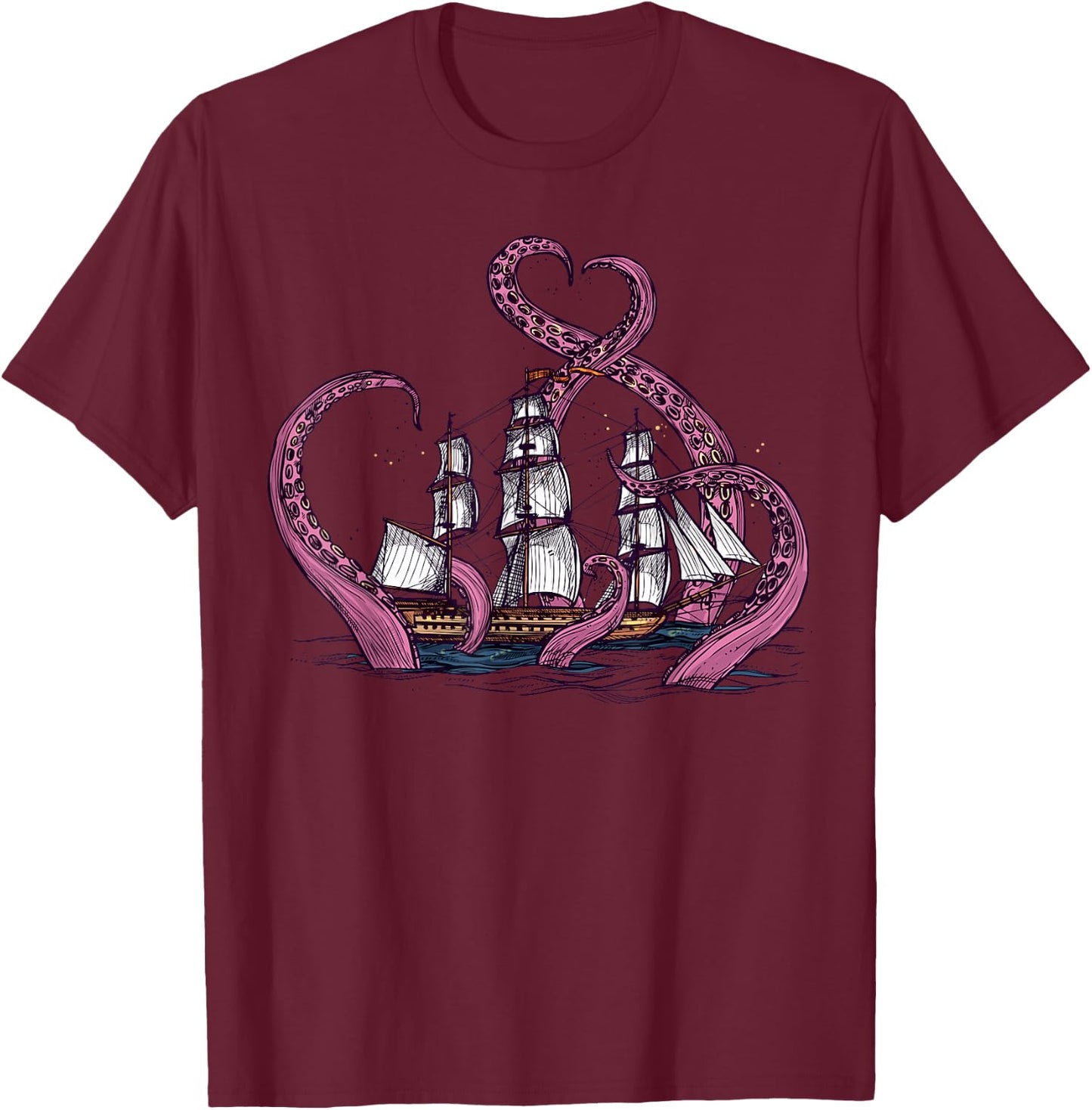 Cute Octopus Shirt Vintage Sea Monster Kraken Cthulhu T-Shirt - T-Shirt | Maroon