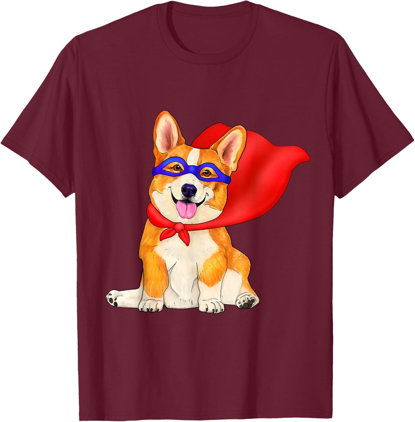 Super hero corgi - cute superhero dog in red cape Men Women Kids T-Shirt - T-Shirt | Maroon