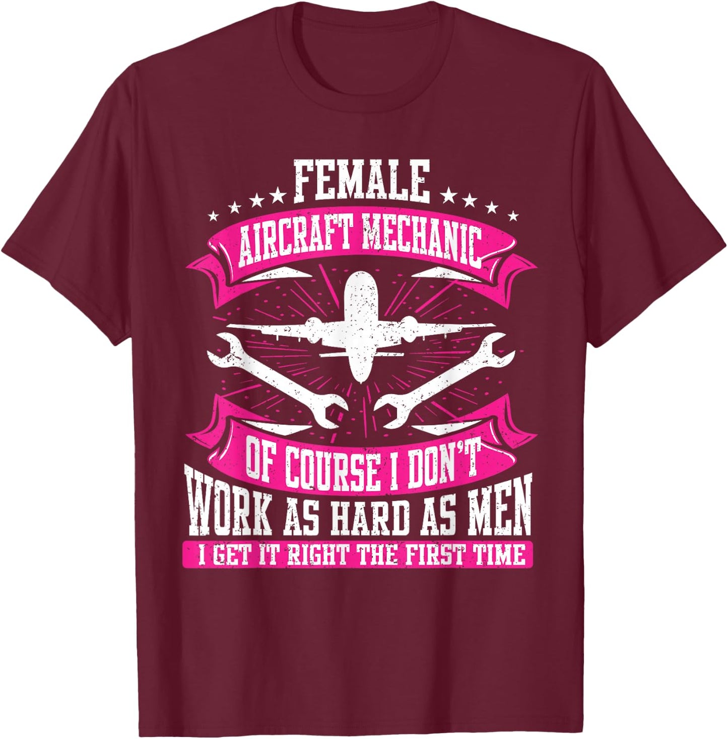 Female Aircraft Mechanic Aviation Mechanic Airplane Mechanic T-Shirt - T-Shirt | Maroon