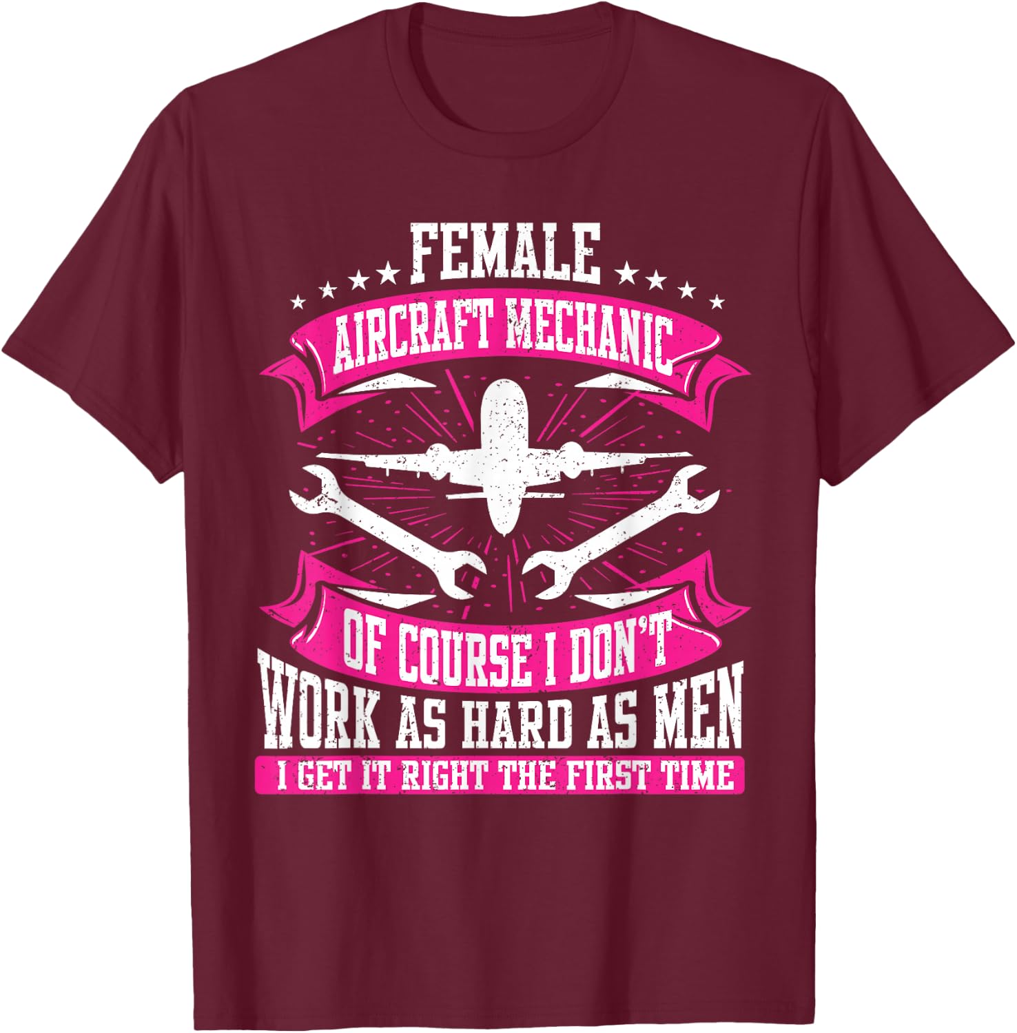Female Aircraft Mechanic Aviation Mechanic Airplane Mechanic T-Shirt - T-Shirt | Maroon
