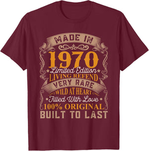 Made In 1970 Limited Edition 52th Birthday Living Legend T-Shirt - T-Shirt | Maroon