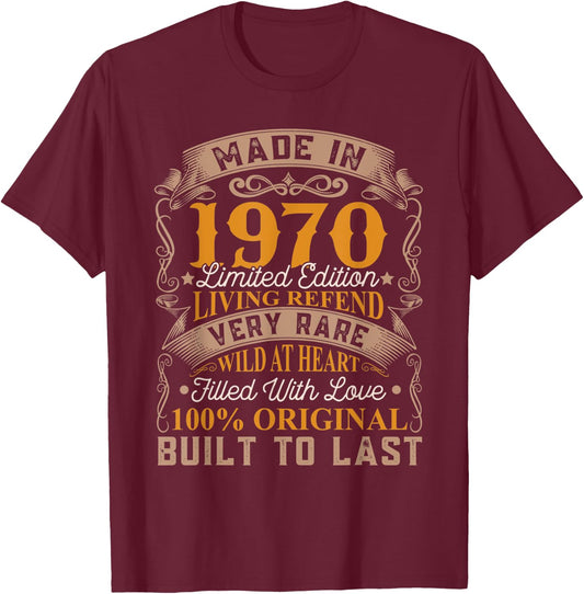 Made In 1970 Limited Edition 52th Birthday Living Legend T-Shirt - T-Shirt | Maroon
