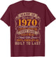 Made In 1970 Limited Edition 52th Birthday Living Legend T-Shirt - T-Shirt | Maroon