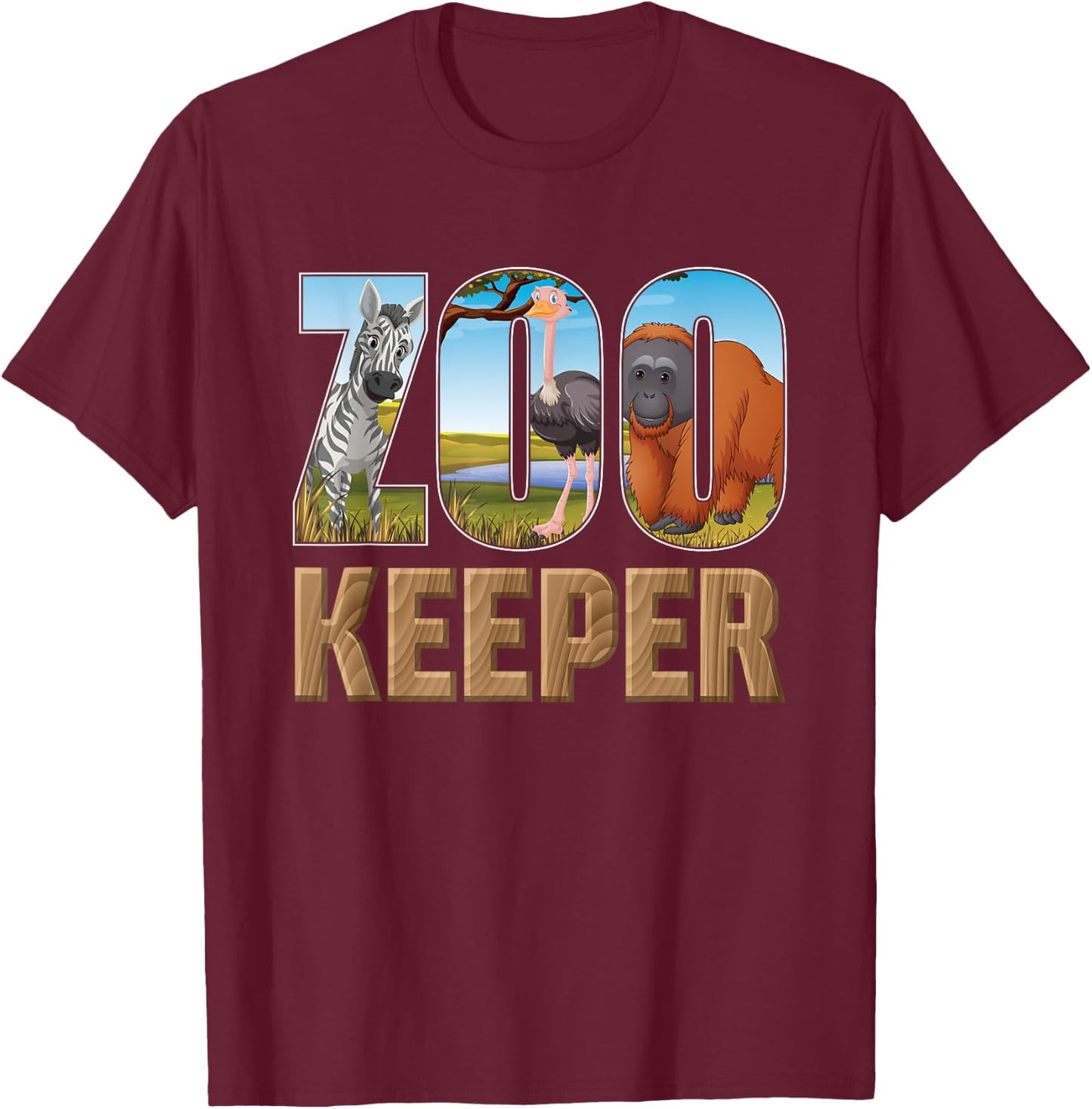 Zookeeper Costume African Savanna Zoo Keeper Animals Lover T-Shirt - T-Shirt | Maroon