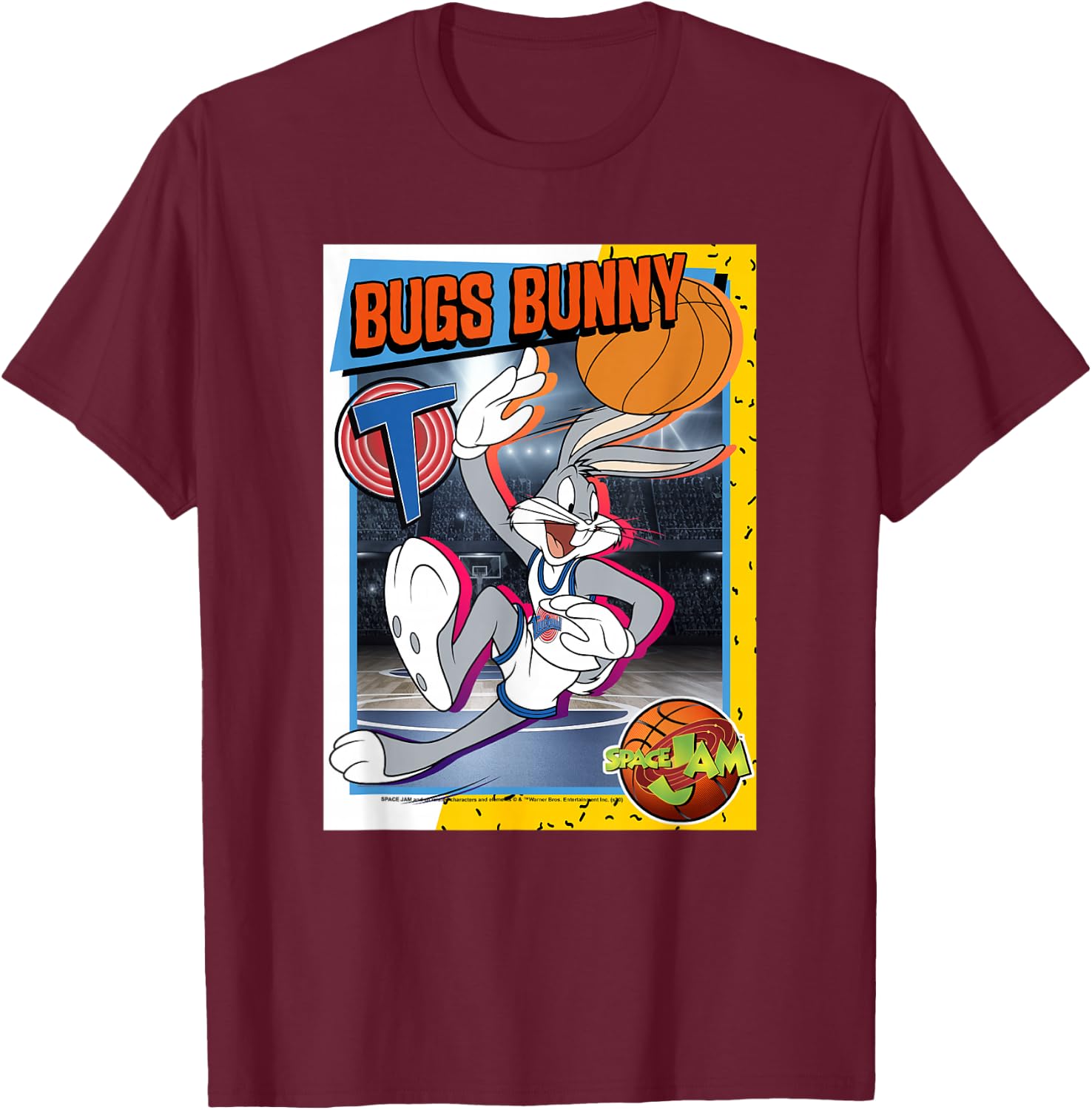 Space Jam Classic Bugs Bunny Basketball Card T-Shirt - T-Shirt | Maroon