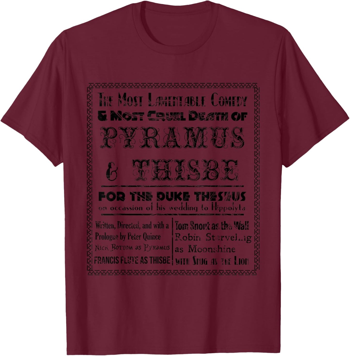 Midsummer Night's Dream Pyramus and Thisbe T-Shirt - T-Shirt | Maroon