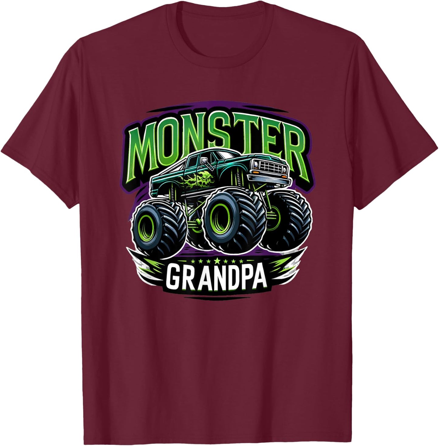 Monster Truck Race Racer Driver Grandpa Father's Day T-Shirt - T-Shirt | Maroon