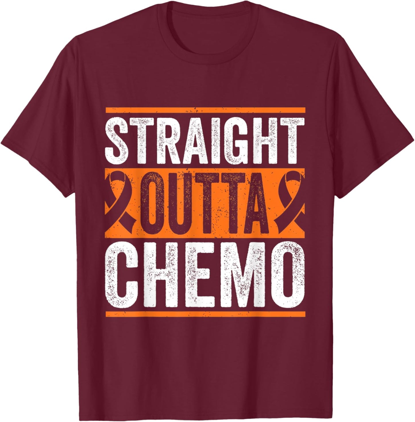 Straight Outta Chemo Leukemia Cancer Fighter T-Shirt - T-Shirt | Maroon