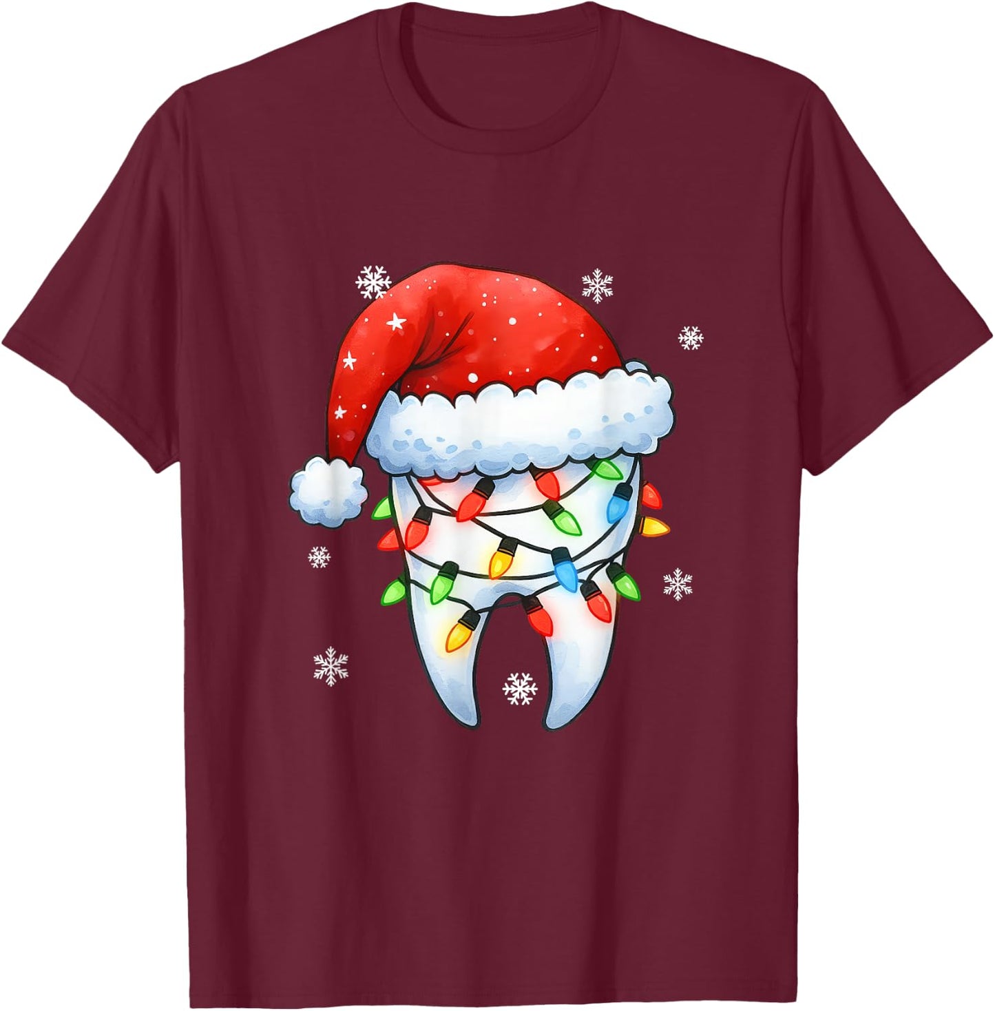 Retro Dental Christmas Tooth Santa Xmas Dentist Squad Crew T-Shirt - T-Shirt | Maroon