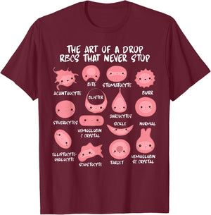 Hematology Red Blood Cell Morphology Laboratory Scientist T-Shirt - T-Shirt | Maroon