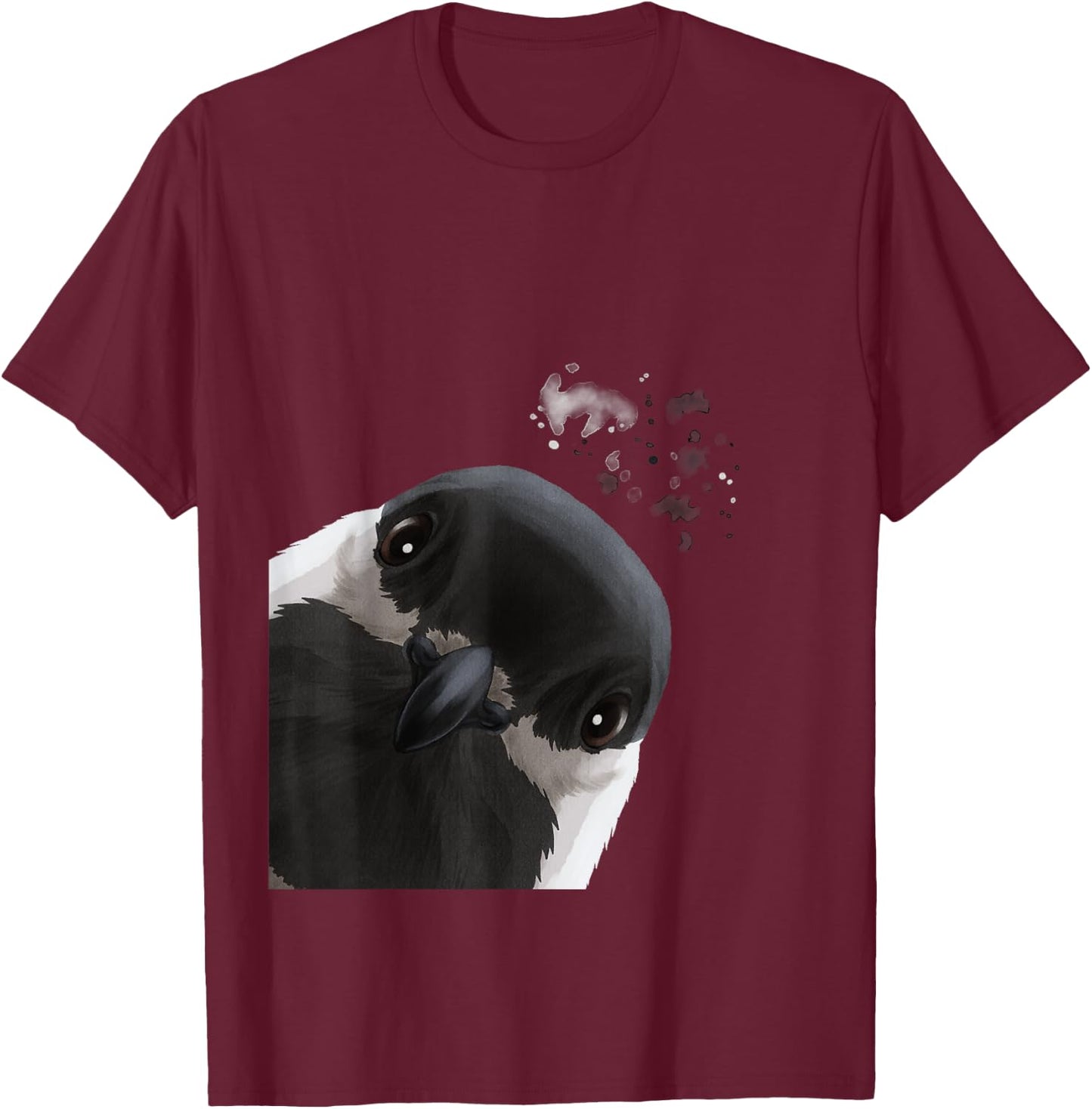 Funny Curious Chickadee Bird T-Shirt - T-Shirt | Maroon