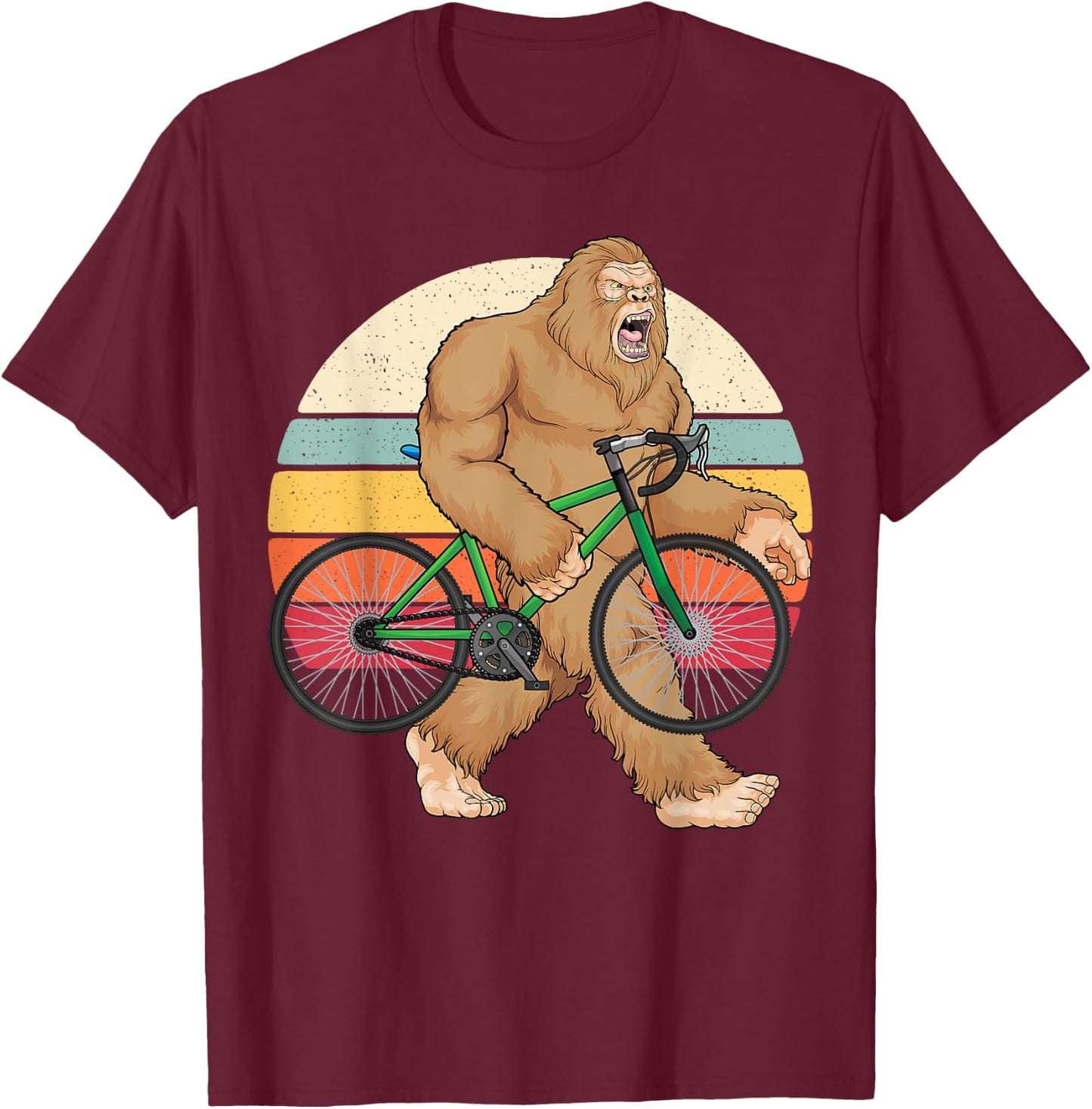 Bigfoot Bike Mountain Bike Bigfoot MTB Biking Cycling Biker T-Shirt - T-Shirt | Maroon