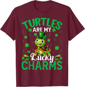 Funny Turtles Are My Lucky Charms Turtle St. Patrick's Day T-Shirt - T-Shirt | Maroon