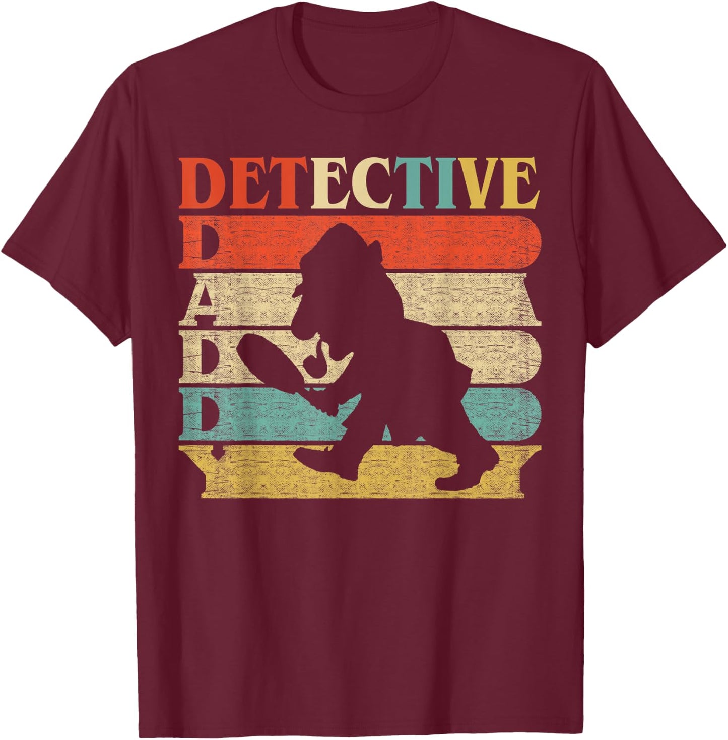 Retro Vintage Daddy Detective sherlock holmes Dad T-Shirt - T-Shirt | Maroon