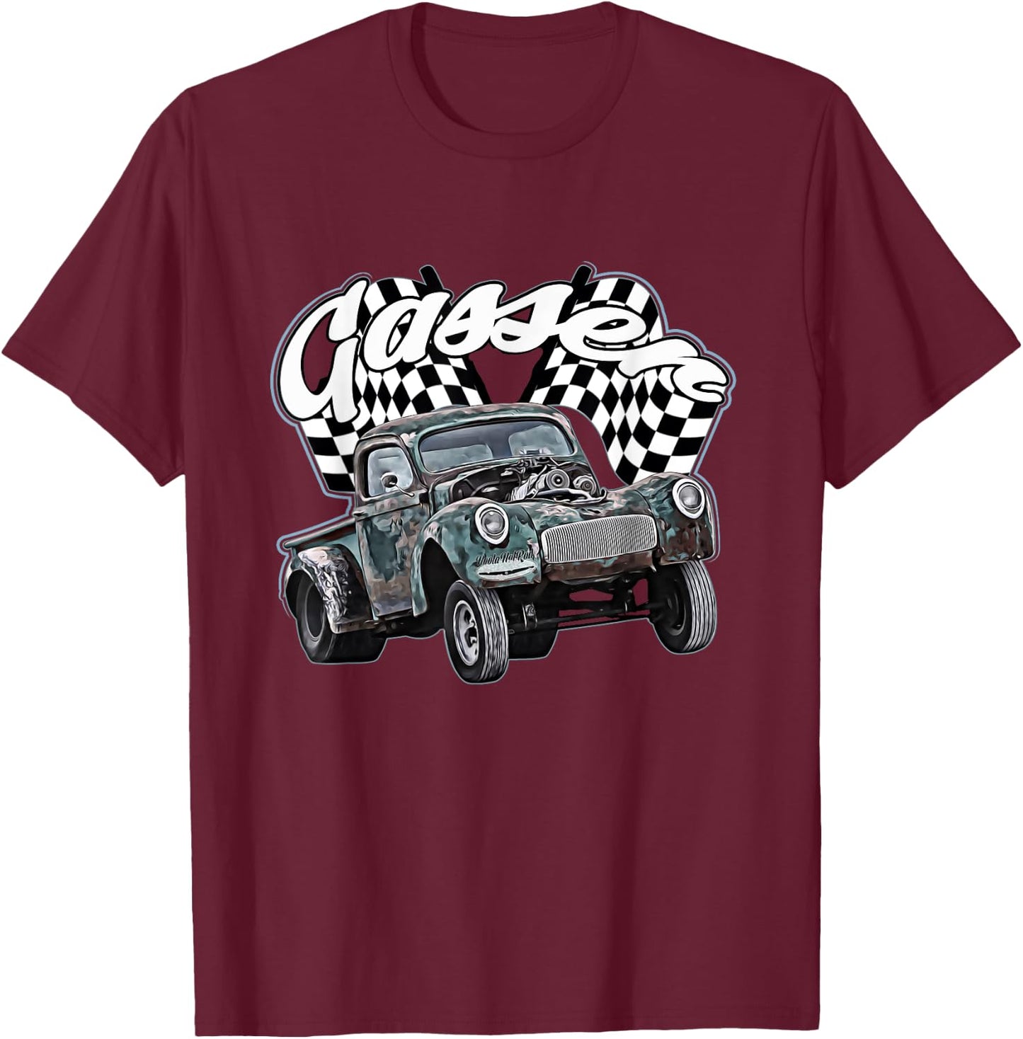 1940s Gasser Truck,Dragster,Dragrace,Rat Rod,rusty pickup,40 T-Shirt - T-Shirt | Maroon