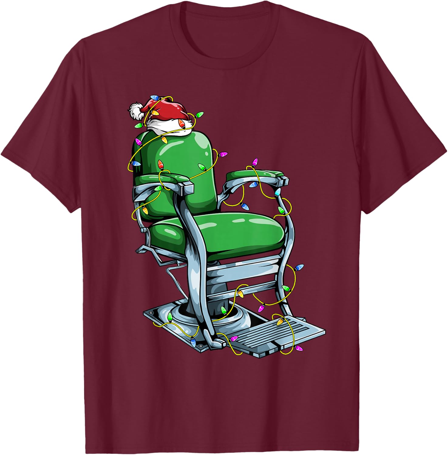 Barbershop Santa Theme Design For Xmas | Barber Christmas T-Shirt - T-Shirt | Maroon