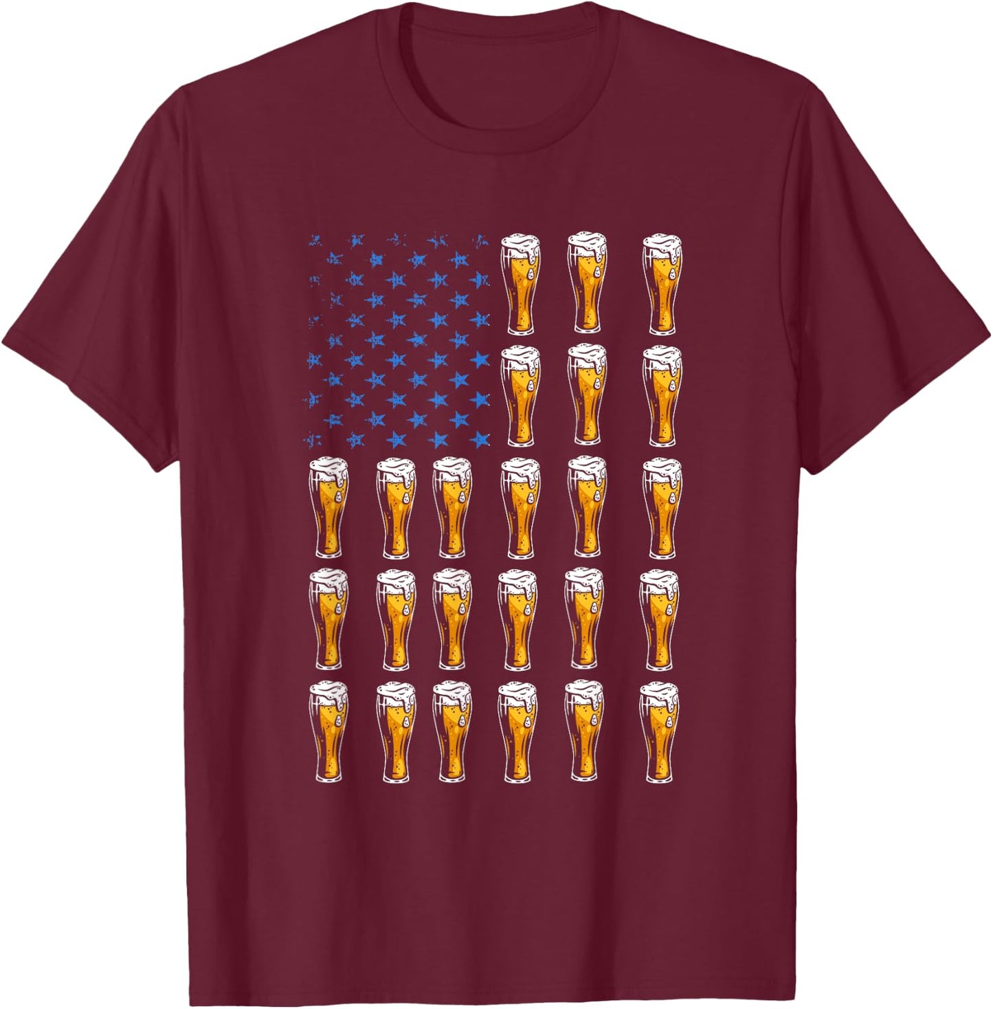 Craft Beer American Flag USA , 4th July Brewery T-Shirt - T-Shirt | Maroon