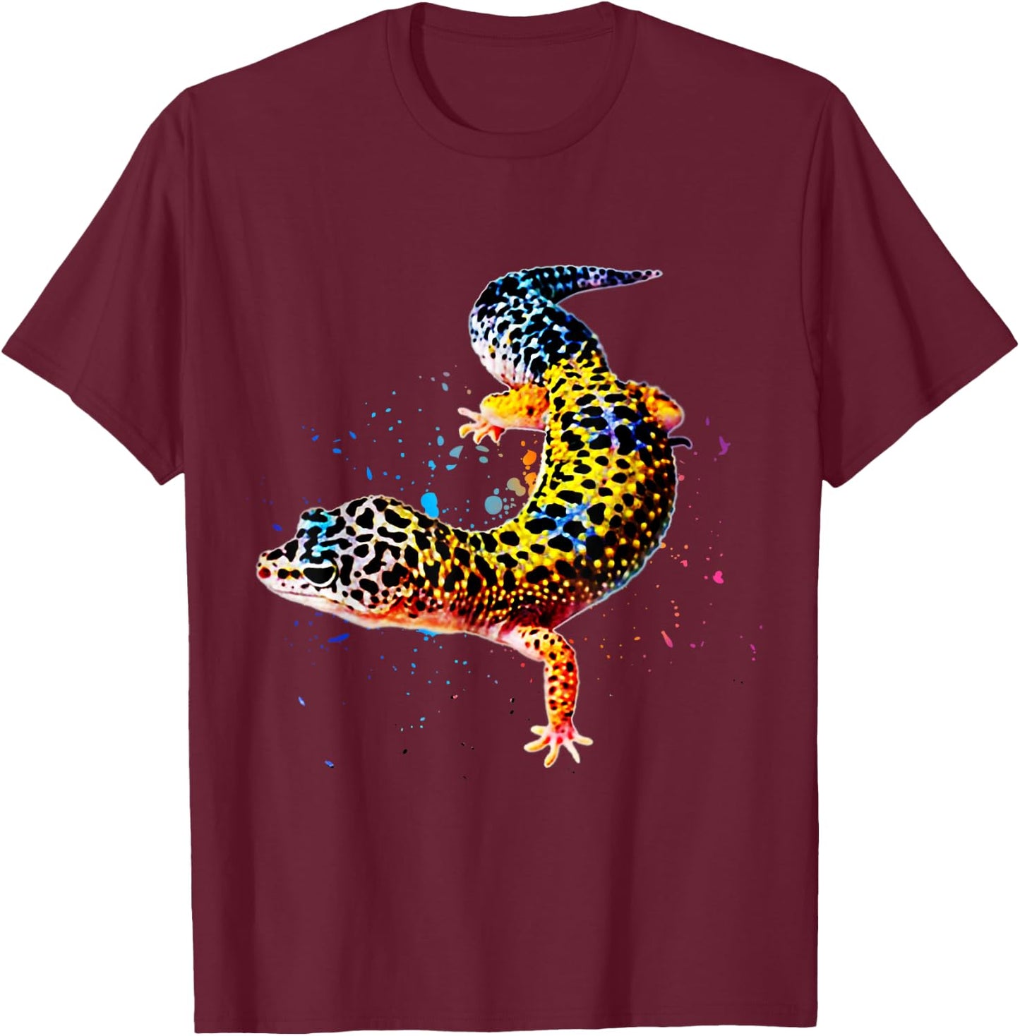 Leopard Gecko Watercolor Reptile Keeper Gecko Fan T-Shirt - T-Shirt | Maroon