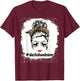 Dachshund Dog Mom Bleached Messy Bun Leopard Women Pet Lover T-Shirt - T-Shirt | Maroon