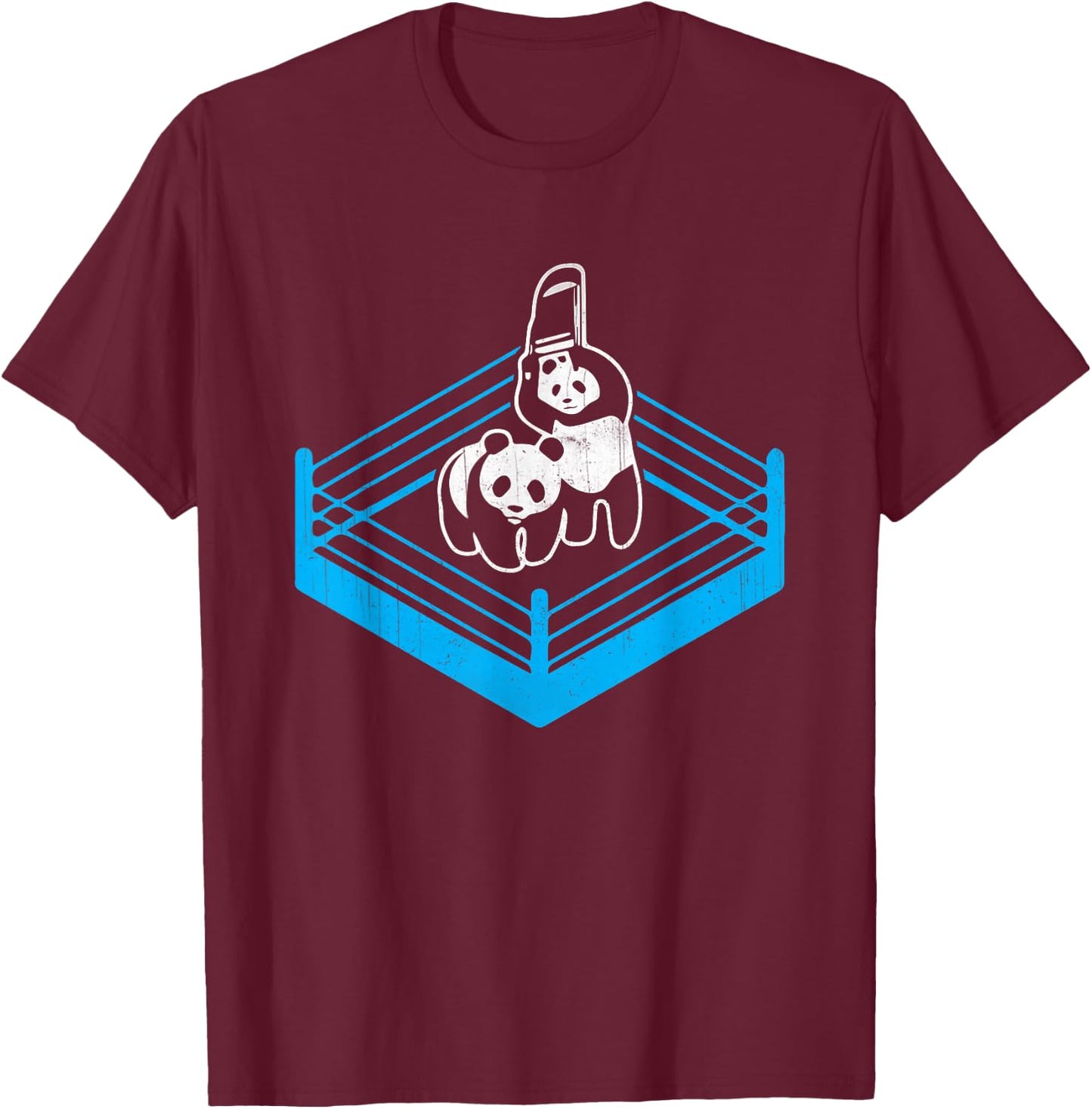 Wrestling Fight Panda Bear Chair T-Shirt - T-Shirt | Maroon