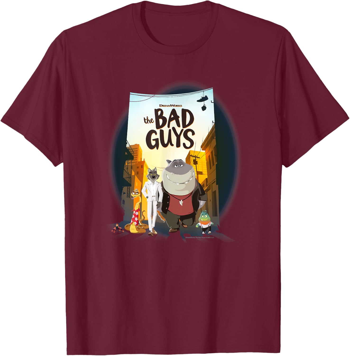 The Bad Guys Group Movie Poster Alternate T-Shirt - T-Shirt | Maroon