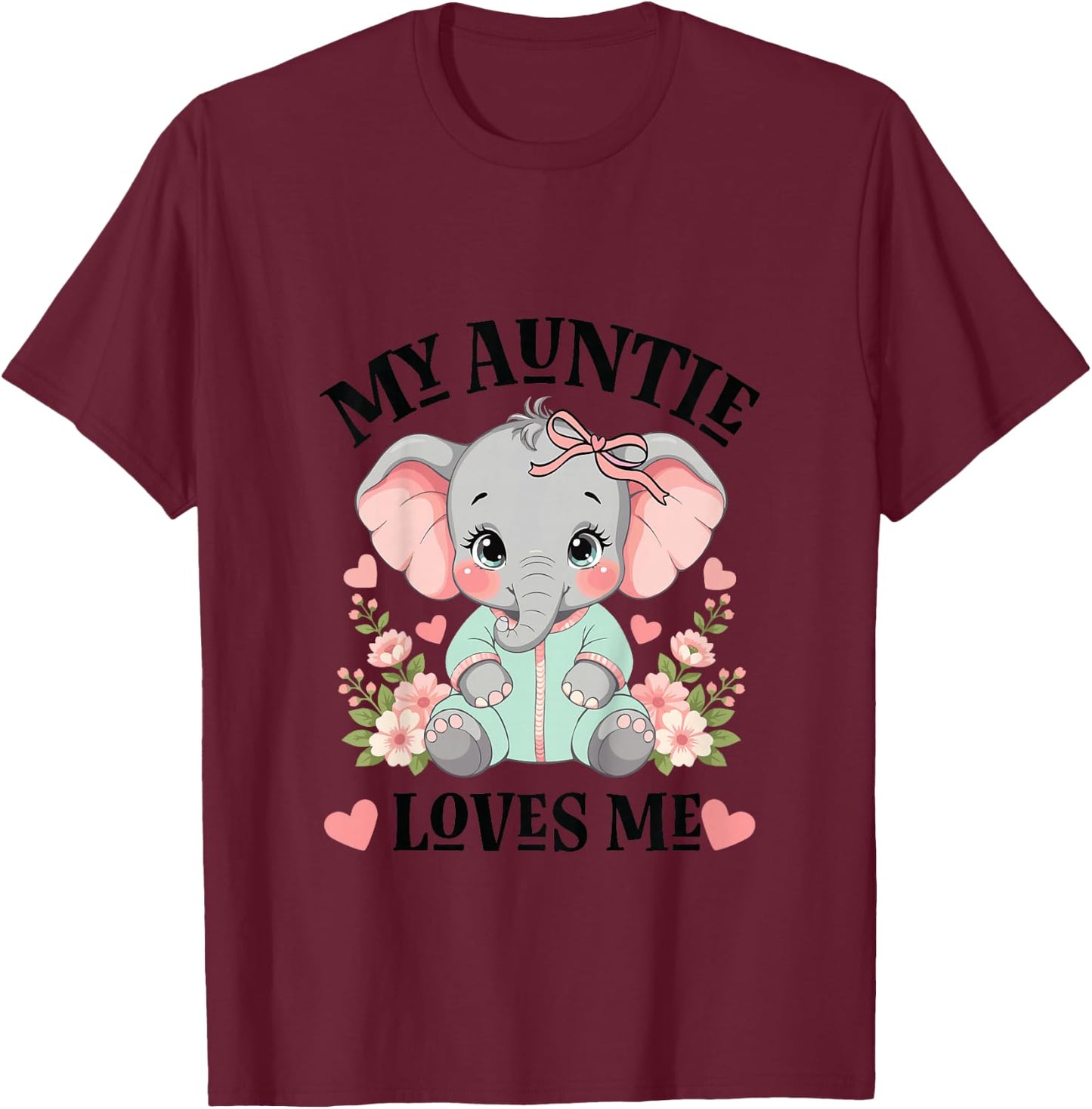 My Auntie Loves Me Niece Elephant T-Shirt - T-Shirt | Maroon