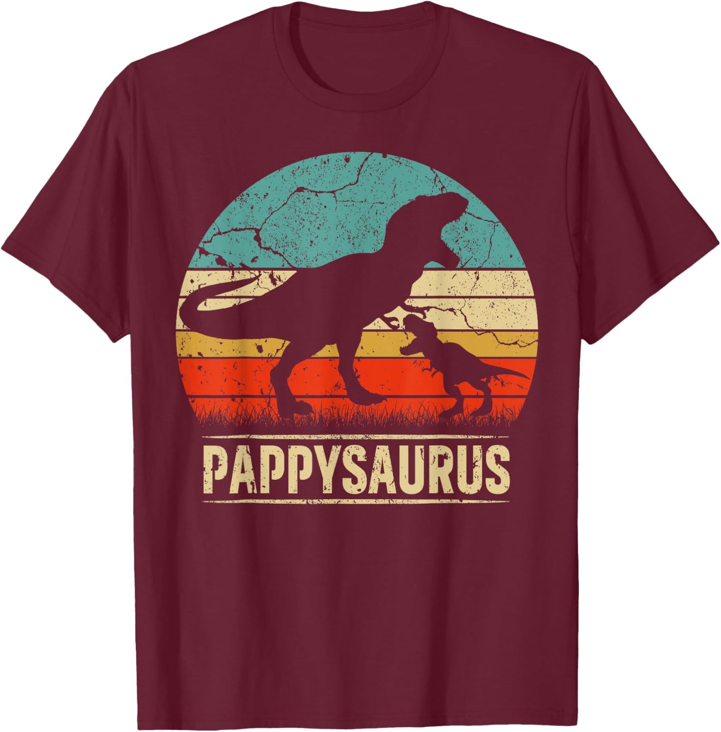 Pappysaurus T Rex Dinosaur Pappy Saurus Family Matching T-Shirt - T-Shirt | Maroon